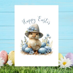 Easter-Delight Pack of 5 Easter Cards, Delightful Easter Card Pack Includes Chicks, Bunnies, Eggs & Floral Baskets Spring Card Set 593 image 4