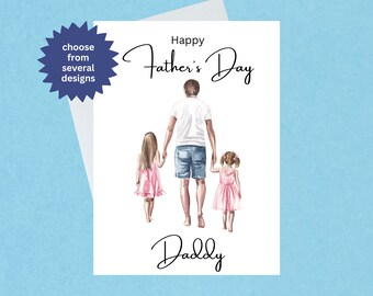 Happy Father's Day Daddy - Choose from 5 designs - Daddy and Son - Daddy and Daughter - Daddy and Children - Handmade - Blank Inside 315-319