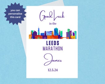 Good Luck Leeds Marathon Card - Gefeliciteerd Leeds Marathon 12 mei 2024 - Gepersonaliseerde Leeds Marathon Card - 729