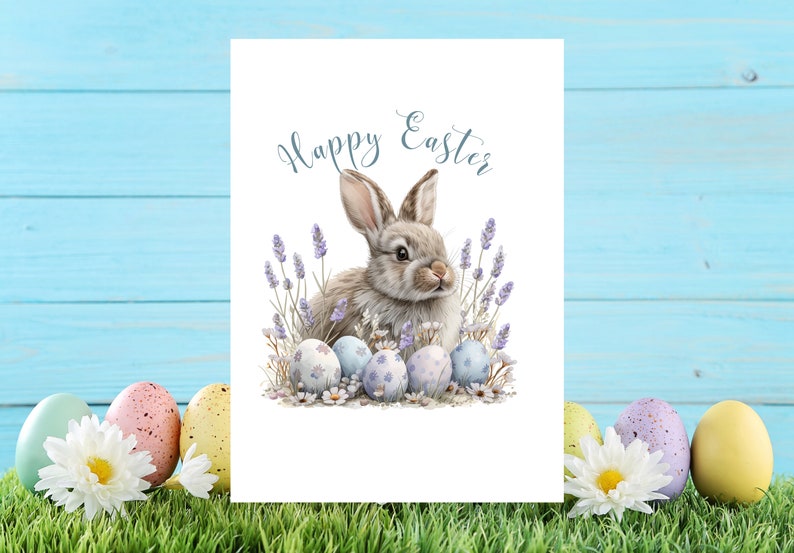 Easter-Delight Pack of 5 Easter Cards, Delightful Easter Card Pack Includes Chicks, Bunnies, Eggs & Floral Baskets Spring Card Set 593 image 5