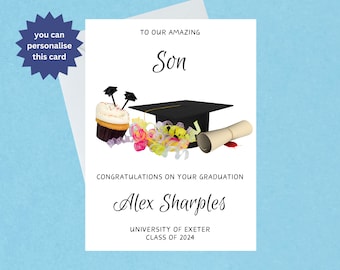 Biglietto di congratulazioni per la laurea del figlio / Biglietto di congratulazioni per la laurea della figlia / Classe del 2024 / Fatto a mano - 753