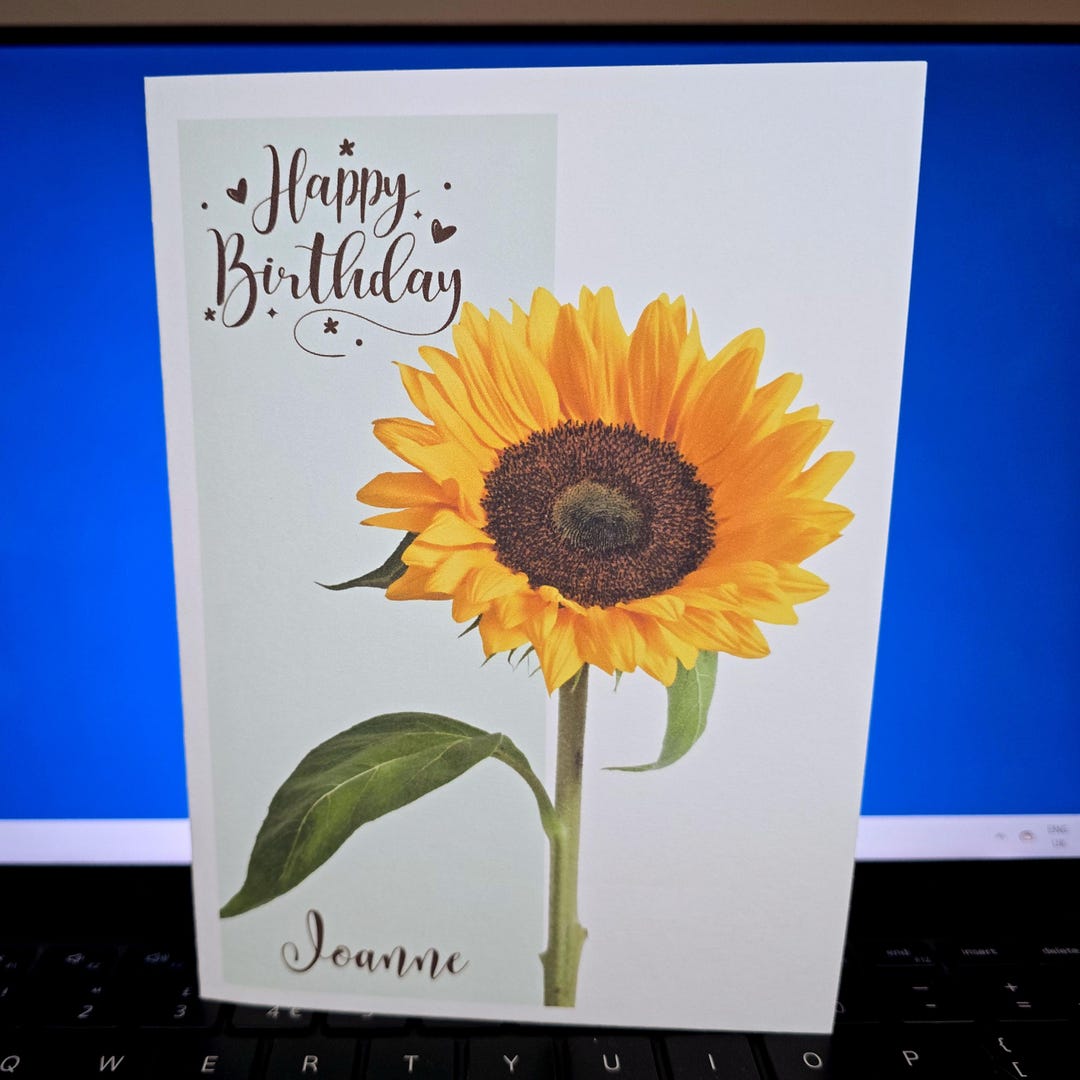Sunflower Happy Birthday Card - Sunflower Card - Handmade - Blank ...