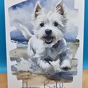 Westie Card West Highland Terrier Birthday Card Good Luck Personalised Handmade Westie Card Cute West Highland Terrier Card Mother&#39;s Day
