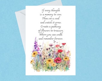 Sympathy Poem Card  - Loss of Loved One - Wildflowers Sympathy Card - Condolence Card - In Memory of Someone Dear - Blank Inside 385