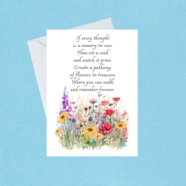 Sympathy Poem Card  - Loss of Loved One - Wildflowers Sympathy Card - Condolence Card - In Memory of Someone Dear - Blank Inside 385