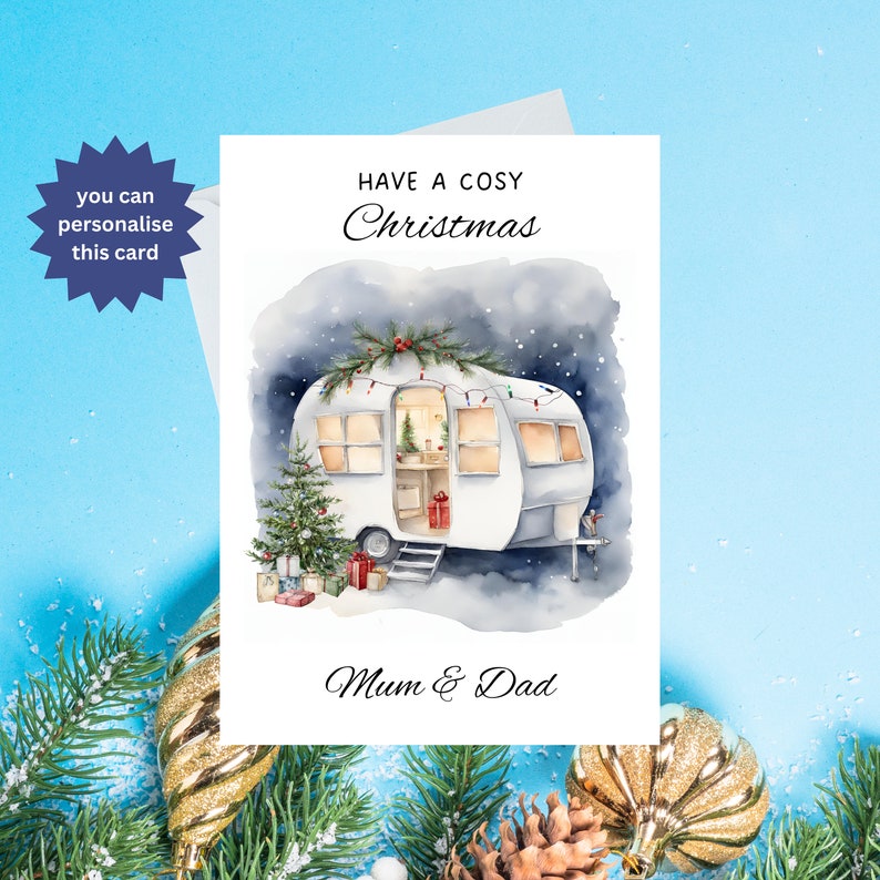 Cosy Caravanner Christmas Card Christmas Caravan Card Caravan/camper