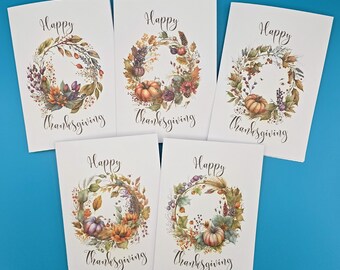 Personalised Thanksgiving Cards Set of 5,  Pack of 5 Thanks Giving Multipack Cards, Autumn Fall Give Thanks Cards - 5 pack - 679