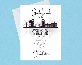 Good Luck in the Amsterdam Marathon Card - Amsterdam Marathon 20th October 2024 - Good Luck to Marathon Runner Card - Blank Inside - 686