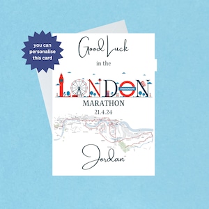 Good Luck in the London Marathon Card - London Marathon 21st April 2024 - Good Luck to Marathon Runner Card - Blank Inside - 247