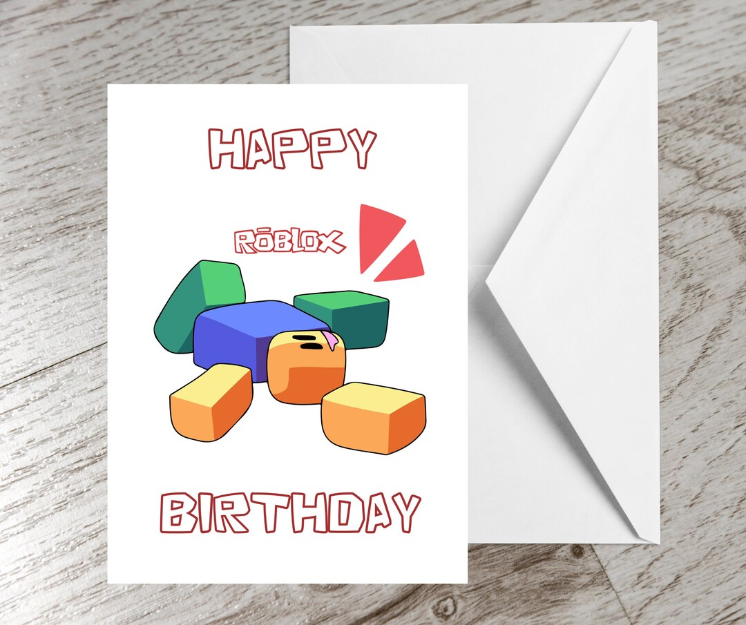 Roblox Inspired Card Happy Roblox Birthday Card Roblox Etsy