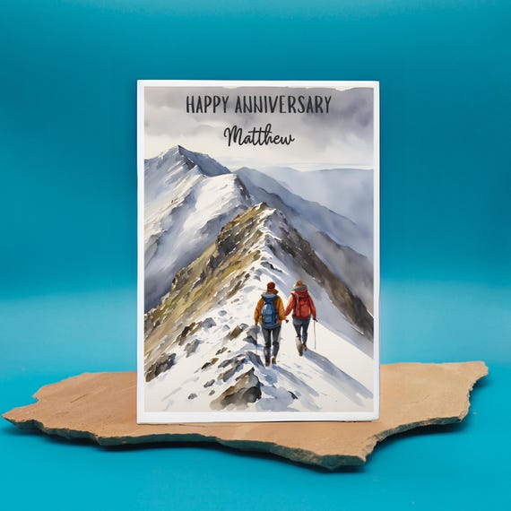 Mountain Trekking Card; Mountain Climber Card For Anniversary, Birthday, Christmas; Winter Walker Card For Hiker Rambler; Lake District Card