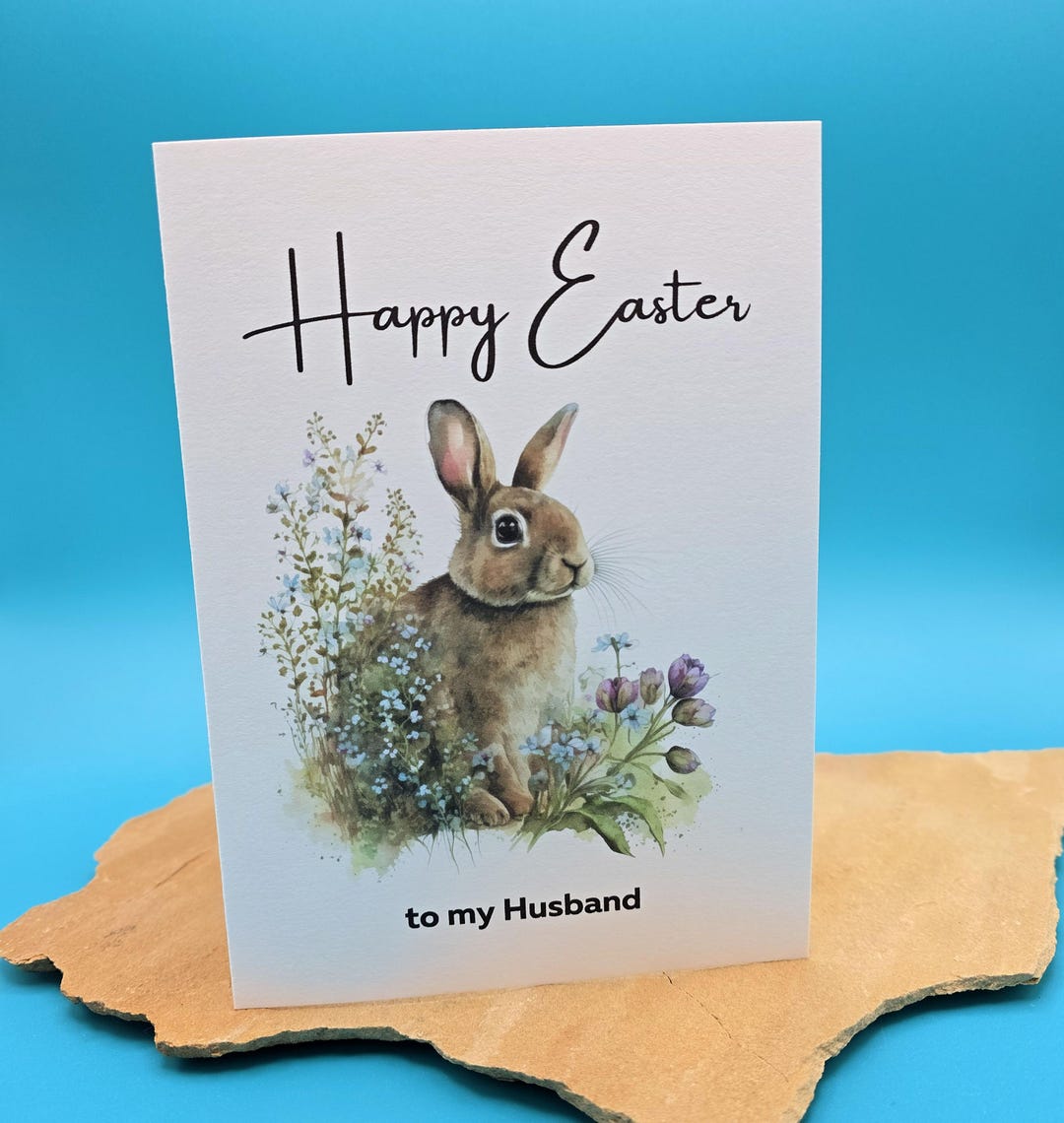 Happy Easter to My Husband Easter Card - Rabbit Greeting Card ...