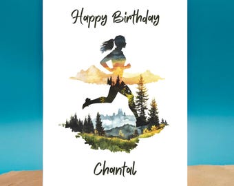 Personalised Watercolour Runner Birthday Card Runderful Card Handmade Ultra Marathon Card 50th Park Run Runner Card For Her Card - 1112