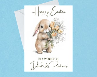 Customisable Easter Bunny Card - Personalised Easter Card - Rabbit Easter Card - Illustrated Easter Bunny - Handmade - Blank Inside - 547