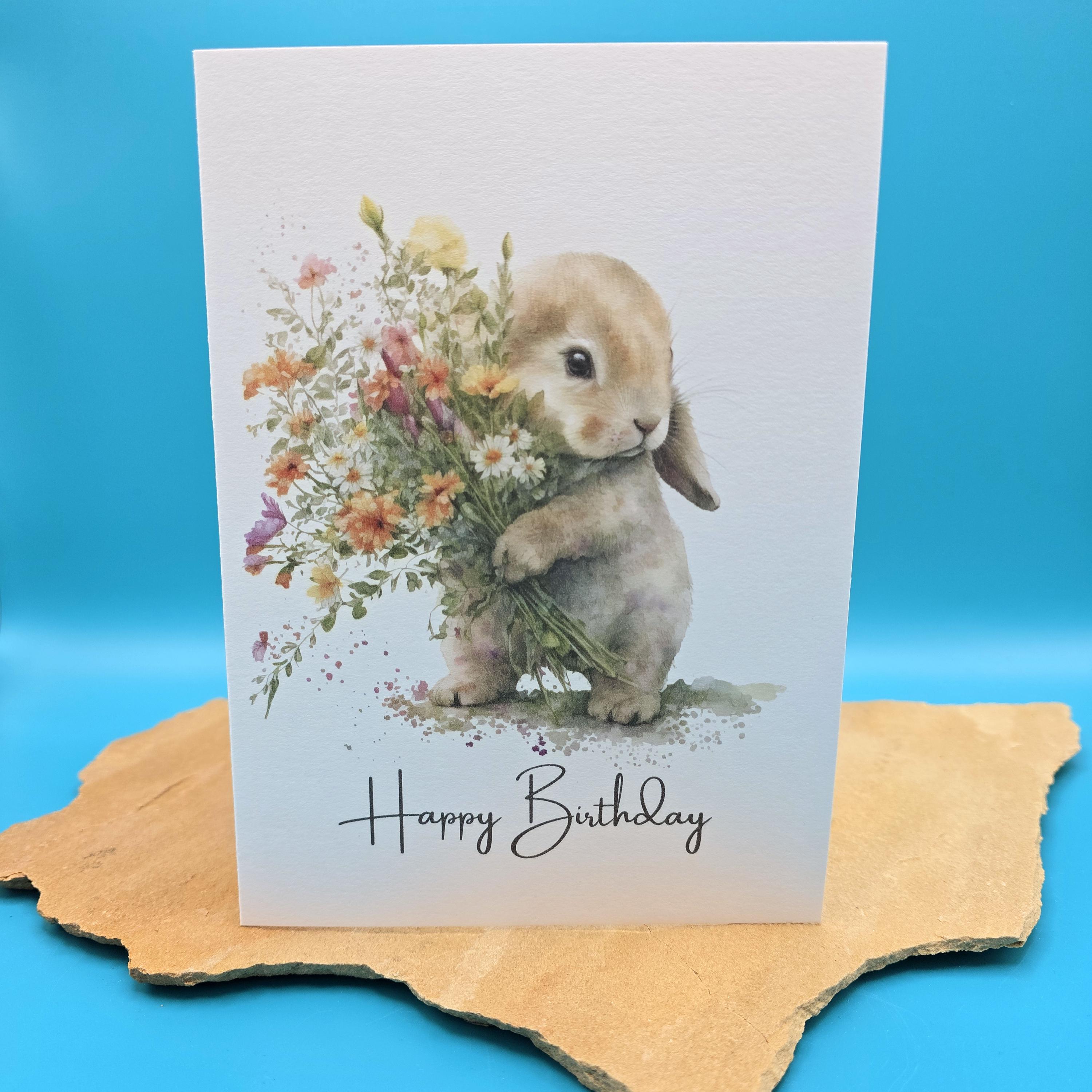 Customized Any Text Cute Bunny Card - Customised Rabbit Card ...