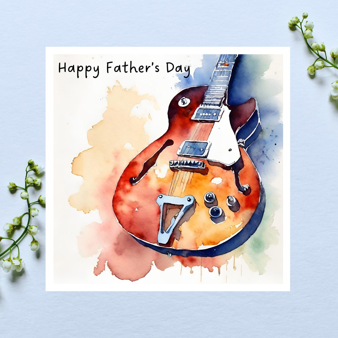 Guitar Fathers Day Card Guitar Mothers Day Card Guitarist Gift Card ...
