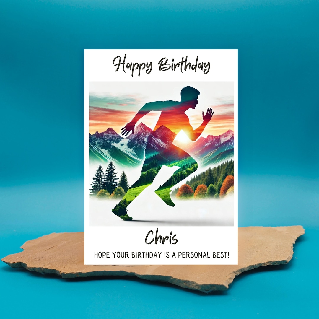 Personalised Watercolour Runner Birthday Card Runderful Card Ultra ...
