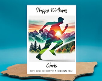 Personalised Watercolour Runner Birthday Card Runderful Card Ultra Marathon Card Runner Card For Him Handmade Runner Card