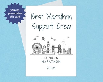 Carte Meilleur équipage de soutien du marathon de Londres - Carte de remerciement du marathon de Londres - Personnaliser Merci de votre soutien Marathon de Londres 21.4.24 - 732