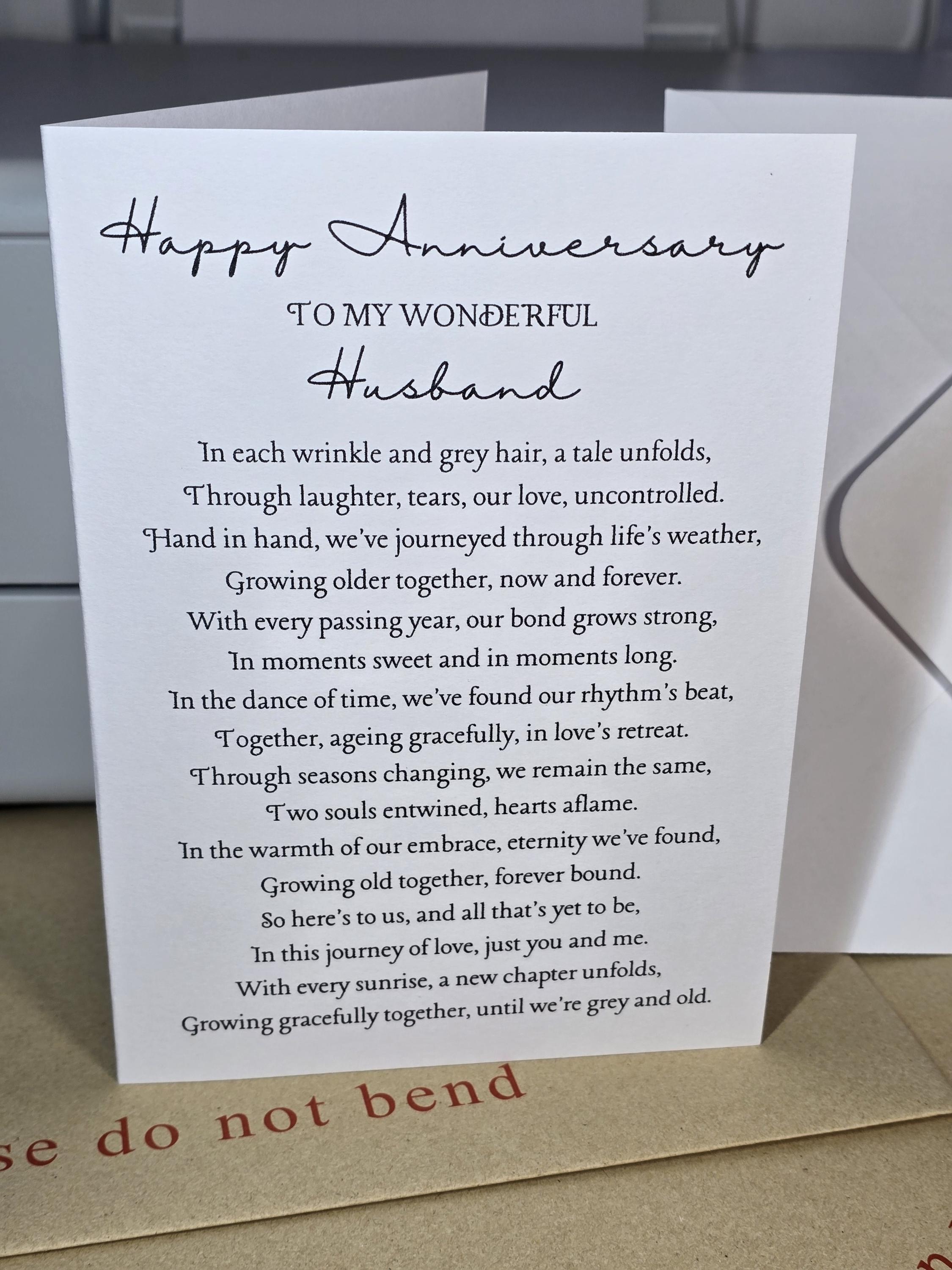 Happy Anniversary to My Wonderful Husband / Romantic Anniversary Poem ...