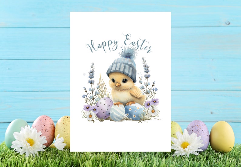 Easter-Delight Pack of 5 Easter Cards, Delightful Easter Card Pack Includes Chicks, Bunnies, Eggs & Floral Baskets Spring Card Set 593 image 7