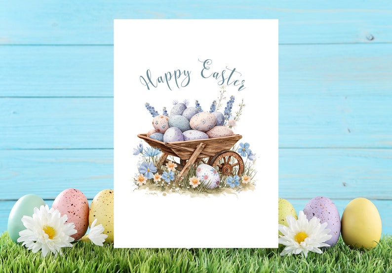 Easter-Delight Pack of 5 Easter Cards, Delightful Easter Card Pack Includes Chicks, Bunnies, Eggs & Floral Baskets Spring Card Set 593 image 3