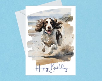 Springer Spaniel Birthday Card / Fun Springer Card / Handmade / Blank Inside 714 BD