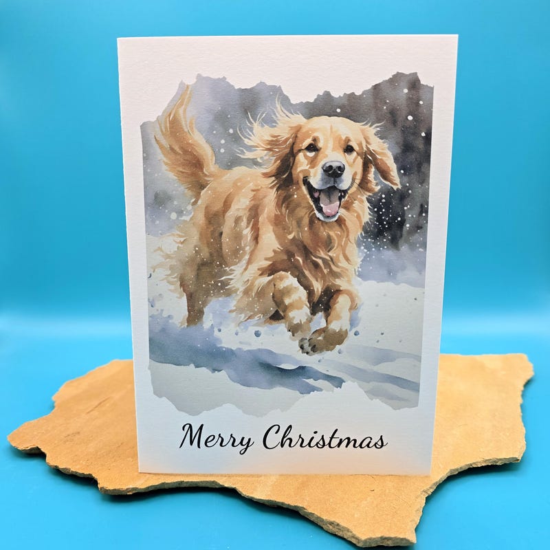 Golden Retriever Christmas Card - Etsy