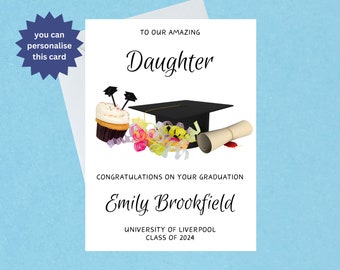Biglietto di congratulazioni per la laurea della figlia / Biglietto di congratulazioni per la laurea del figlio / Classe del 2024 / Fatto a mano - 753