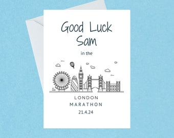 Good Luck in the London Marathon Card - Personalised London Marathon 21st April 2024 - Good Luck to Marathon Runner Card - Blank Inside -629