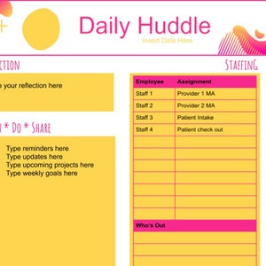 Daily Huddle Template For Medical Practice Office Clinic Group Etsy