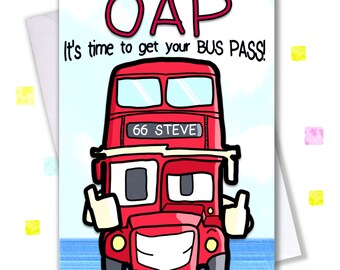 OAP Bus Pass Birthday Card