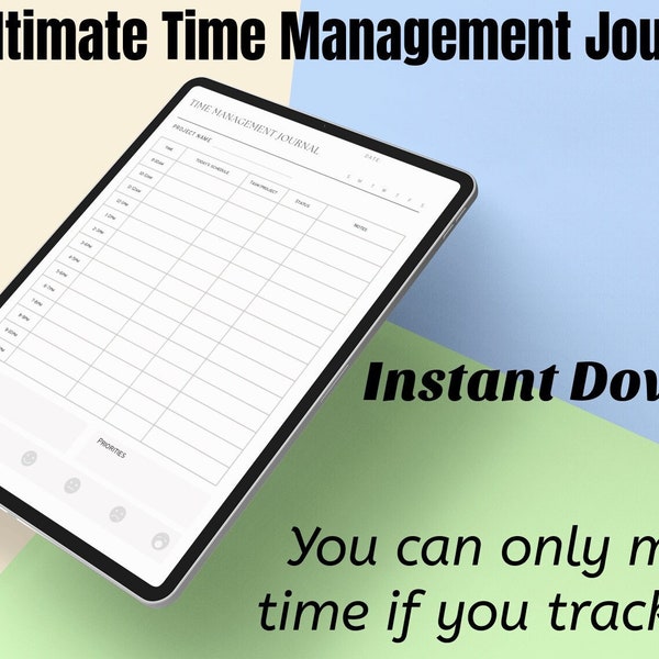 Time Management Journal, Time Table Vorlagen, Time Box Planner, Daily Journal, Digital & Printable