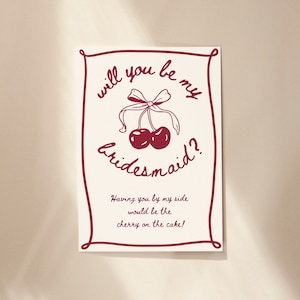 Hand Drawn Cherry Red 'Will You Be My Bridesmaid' Template - Editable Bridesmaid Proposal Template - Instant Download Template