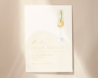 Bridal Brunch Cocktail Beige Invite Template - Editable Bridal Shower Invite - Instant Download Bridal Shower Invite