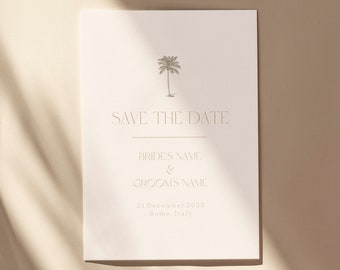 Palm Tree Wedding Save The Date Template - Editable Wedding Save The Date - Instant Download Wedding Save The Date