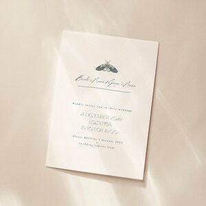 Minimalist Moth Wedding Invite Template - Editable Wedding Invite - Instant Download Wedding Invite
