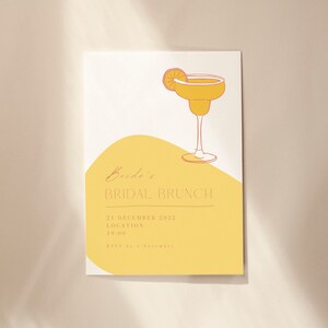 Bridal Brunch Cocktail in Mustard & Pink Invite Template - Editable Bridal Shower Invite - Instant Download Bridal Shower Invite