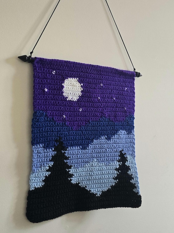 Under a Starry Night | easy crochet pattern | beginner-friendly crochet tapestry pattern | crochet wall hanging |