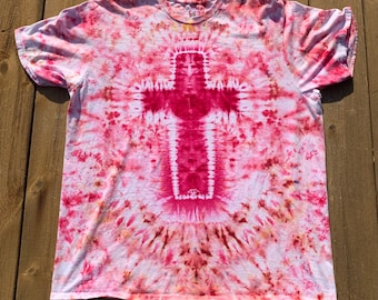Men's size 2X - Custom Handcrafted Tie Dye Cross T Shirt