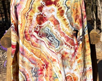 Camiseta tie-dye con geoda y teñido anudado en hielo personalizada para hombre, talla S