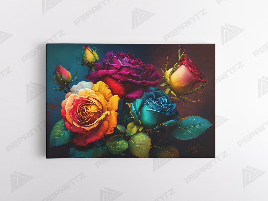 Live Art Roses Vibrant Rose Garden Delight | Floral Still Life Art | Colorful Roses ...