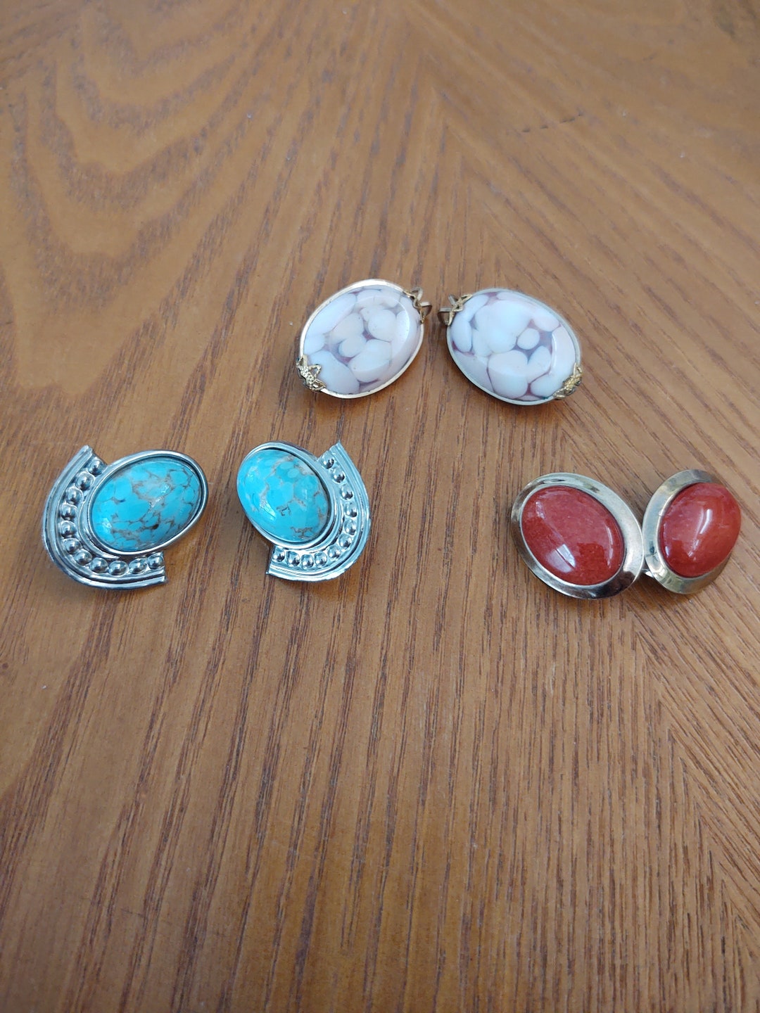 3 Pair of Vintage Clip on Costume Jewelry Earrings Etsy