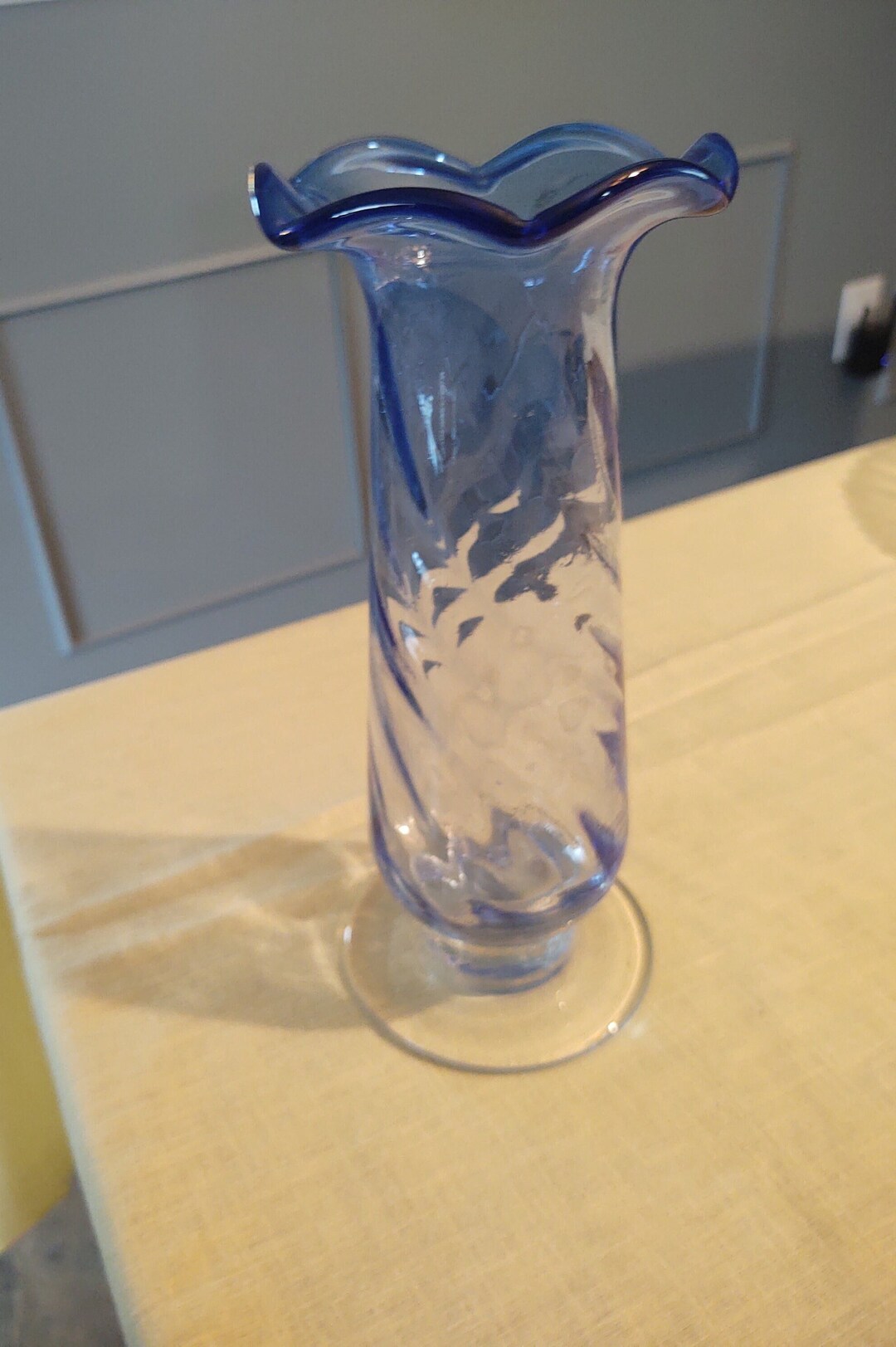 Vintage Aqua Blue Swirl Vase Etsy