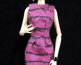 La Tigresse Rose - Dress for 12" Dolls such as Fashion Royalty, Victoire Roux and East 59th Street, Silkstone Barbie and Mizi