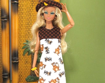 Cheeky Monkey Checks - Fashion for 12" Dolls Such as Poppy Parker,  Model Muse Barbie, Nu.Face, and Made to Move Barbie