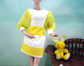 Lemonade Days – Gelbes Kleid mit weißen Punkten für 30 cm große Modepuppen