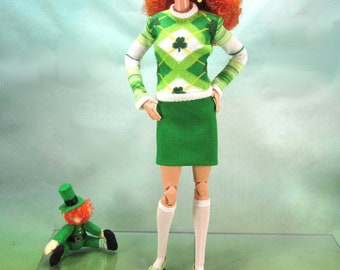 Shamrock On - St. Patrick's Day Outfit for 12" Dolls Such as Fashion Royalty, Made to Move Barbie, Nu.Face, Poppy Parker and More