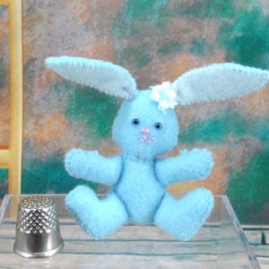 Velvet Petals Bunny - Miniature Felt Rabbit Plushie