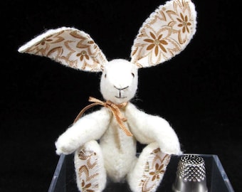 Bitty Bronze Brocade Bunny - Miniature Stuffed Animal